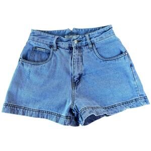 Vintage 90s Y2K Zana Di Size S Distressed High Rise Light Blue Wash Denim Shorts